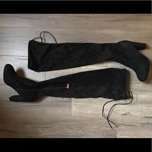 Black thigh high boots